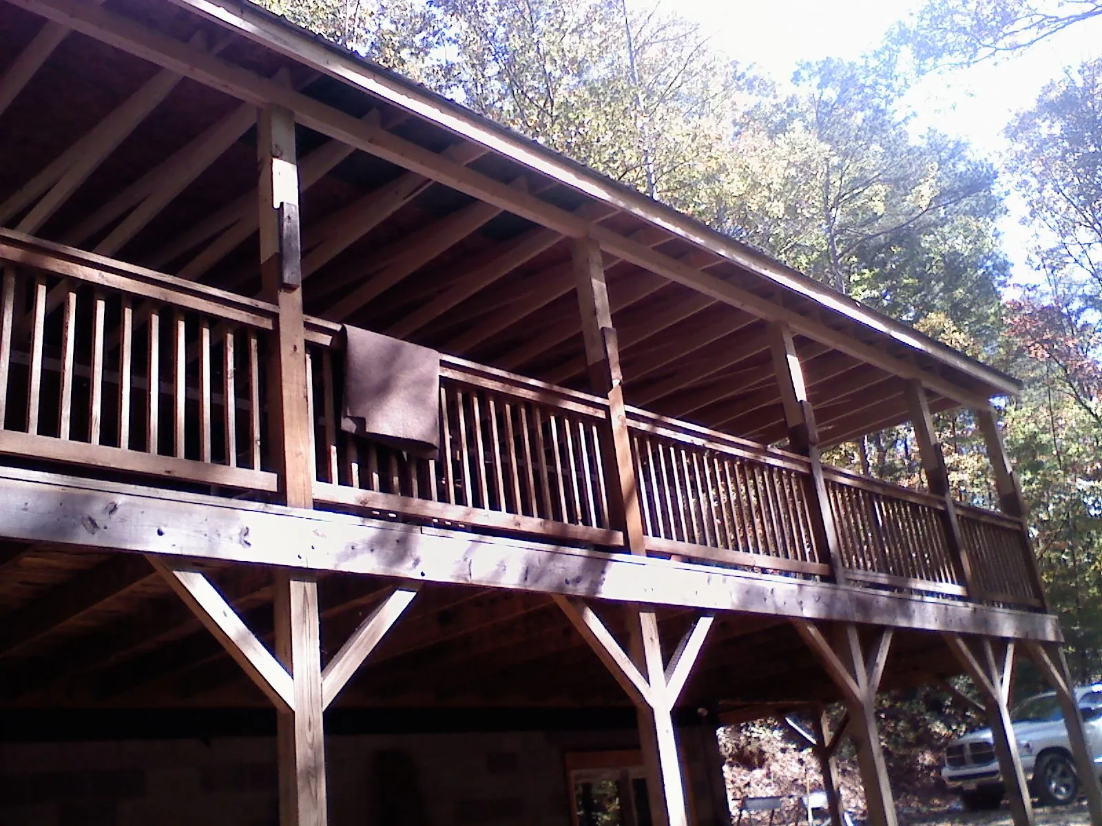 Timber framing under a new elevated porch and deck — Roof Leak Repair in Midland Park by Roofing Brothers